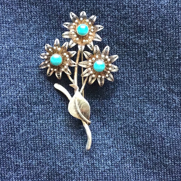 Vintage Turquoise Brooch - Picture 15 of 16